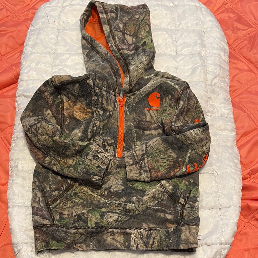 Carhartt Green and Orange Camouflage Hoodie